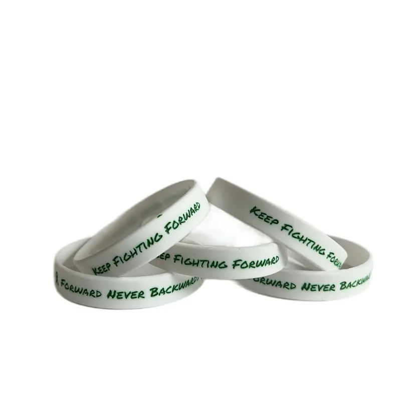 Keep Fighting Forward Mental Health Awareness Wristbands - Green Text on White Background 2 for $5