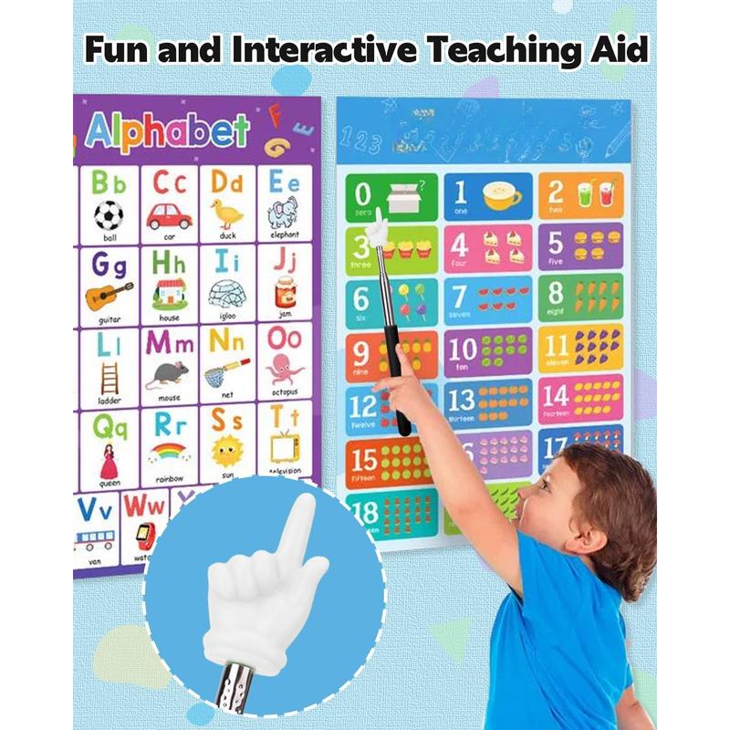 Extendable Finger Pointer Stick, School Collapsible Telescoping Long Hand Pointing Stick, Classroom  Have Supplies Essentials, Black