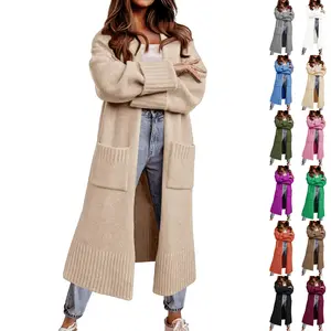 FMEYOA Long Cardigan Sweaters for Women 2025 Fall Open Front Knit Oversized Cardigans Duster Coat with Pockets