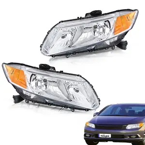 Nilight Headlights Assembly for 2012 2013 2014 2015 Honda Civic Sedan 4-Door 12 13 Civic Coupe 2-Door Chrome Housing Headlamp