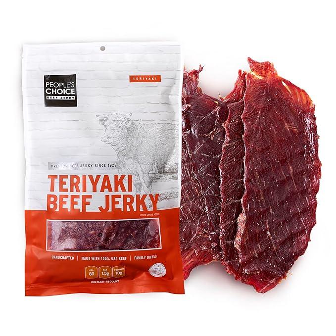 People's Choice Beef Jerky - Classic - Hot & Spicy - Big Slab - Whole Muscle Premium Cuts - Bulk Jerky Package - Thin Sheets - Low Sodium Low Salt High Protein Meat Snack - 15 Count, 1 Bag Flavor