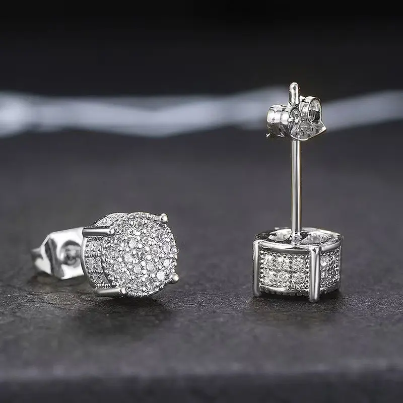 Sparkle Stud Earrings Set, Unisex Metal Coated Round Pair, Lightweight Jewelry for Daily Casual Wear, Metal Coating, Lightweight Wear