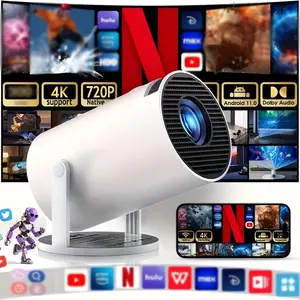 Hy300 Pro Portable Projector, Android 11, Native 720p, Dual Band Wifi6, Bluetooth-compatible 5.0, Full HD Home Cinema, Bedroom Theater