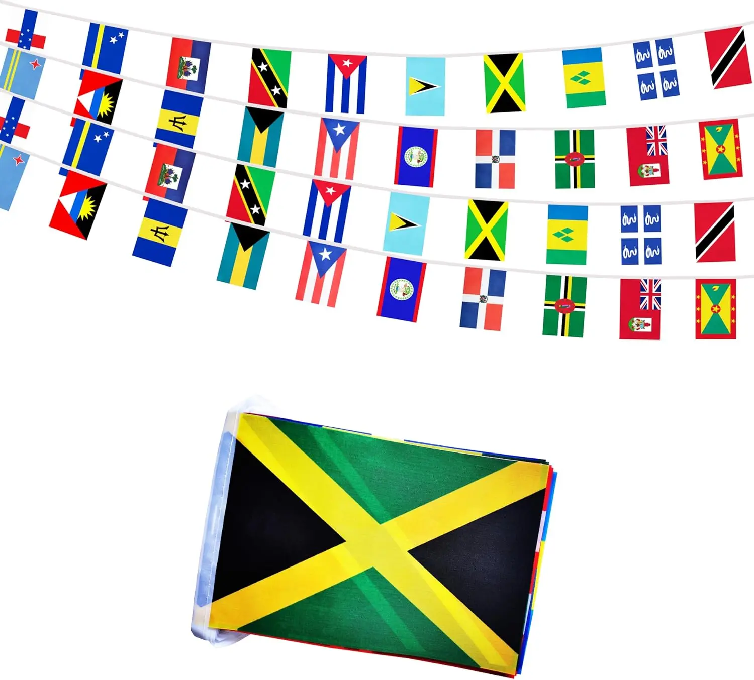20 Caribbean Countries Small String Flags, 30  20 count Caribbean Nations Pennant Banner Bunting Flags, International Festival, Commemoration,Caribbean Carnival Decorations (1 Pack)