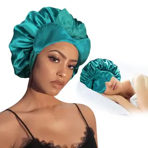 Double Layer Satin Bonnet with Eye Mask for Women -Non Slip Adjustable Hair Cap for Curly Hair -Breathable Night Sleep Bonnet -Heatless& Elastic