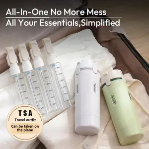 4-in-1 Reusable Travel Bottle, TSA Approved,Leak-Proof Durable Silicone Refillable Container for Shampoo, Body Wash and Cosmetics