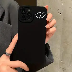 Heart Pattern Phone Case, Full Coverage Lens Phone Protective Cover, Phone Accessories Compatible with iPhone 11 12 13 14 15 Pro Max