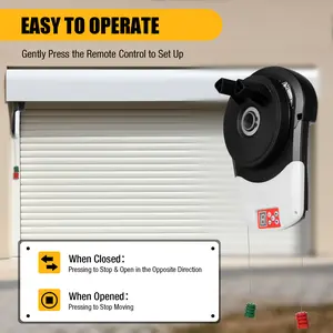 CNCEST Automatic Roll Up Door Opener with 2 Remotes 800N ABS Copper Material Modern Style LED Indicator Light 100W Power 55 dB Noise 21-30x1240cm Size Easy Operation Garage Roller Door Opener