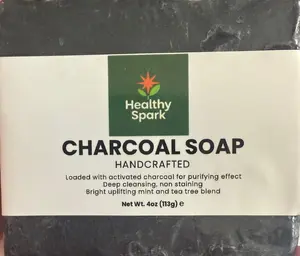 Healthy Spark Charcoal Soap 4 oz Natural Cleansing for Daily Use Gentle Skin Repair Handcrafted with Activated Charcoal