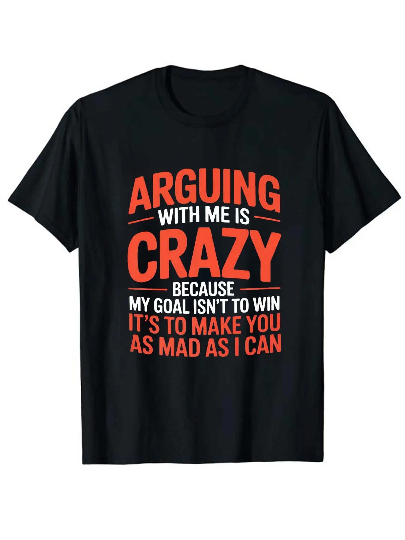 Funny "Arguing with Me Pointless I Knew I Was Wrong" Saying T-Shirt - Lightweight Fitted Short Sleeve Tee with Humorous Graphic Print, Round Neck Casual Top for &, Gym,, Casual Attire - Machine Washable Funny Statement Shirt