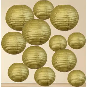 Mixed Sizes Black Paper Lanterns 12Pcs 6/8/10/12 Inch Hanging Round Lantern for Holiday Wedding Party Home Decor