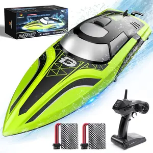 RC Boat with LED Light, 30+ Mins, Self Righting Remote Control Boat for Pools & Lakes, 20+ MPH, 2.4GHz Racing Boats, 2 Battery, Pool Toys for Kids, Radio Controlled Watercraft