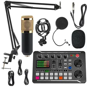 F998 Podcast Live Recording Sound Card Set, Rechargeable USB Audio Interface, DJ Mixing Effect, Equipped With Bm800 Condenser Microphone, Integrated Live Sound Card, Used For Recording, Broadcasting And Live Streaming