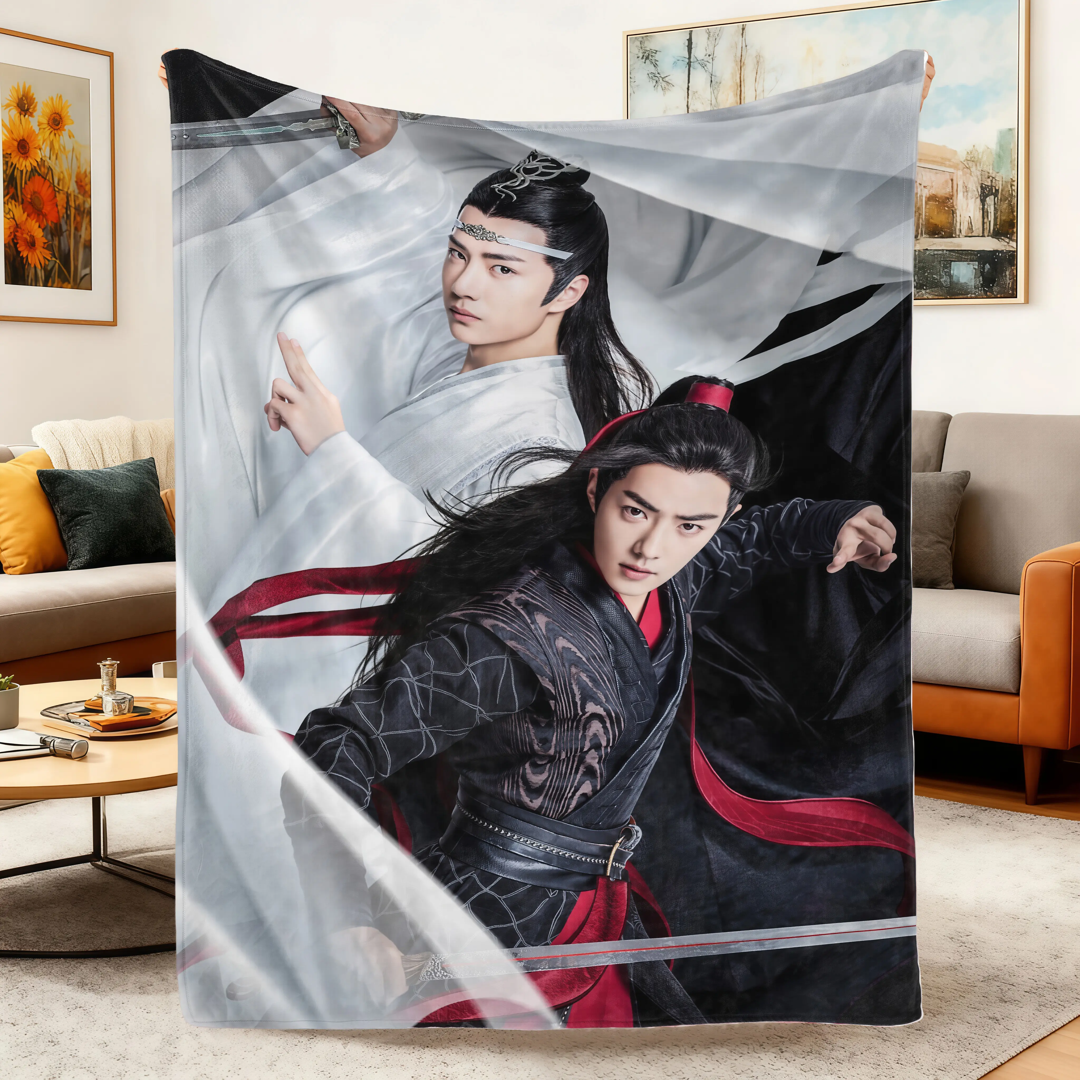 Soft Comfortable Funny Throw Blanket Drama The Untamed Xiao Zhan Wang Yi Bo Printed Blanket Picnic Blankets Warm Home Travel Birthday Gift