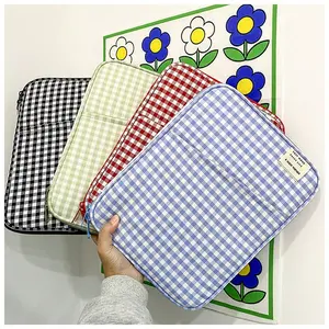 1pc Plaid Pattern Laptop Sleeve - Fits 13-14 Inch Notebooks & 9.7-11 Inch iPads, Multi-Layer Shock-Absorbing Lining, Korean INS Style Large Capacity Case, Perfect for Office, School, Commuting & Gift