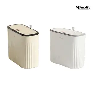 MiAoLi Decorative Smart Bathroom Trash Can with Push-Button Lid Suitable for Home Kitchens and Bathrooms Waterproof Snap-On Plastic Trash Can with Lid Practical and Durable,summerwins