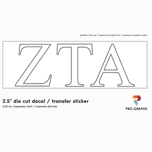 Pro-Graphx Zeta Tau Alpha Sticker Greek Sorority Decal for Car, Laptop, Windows, Officially Licensed Product, Girls College Group Monogram Design 2.5" Tall - White