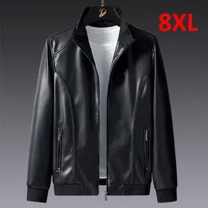 Solidcolorleatherjacketsmalebigsizesize7XL8XLPujacketmenleathercoatcargojacketcasualmotorcyclebikercoat