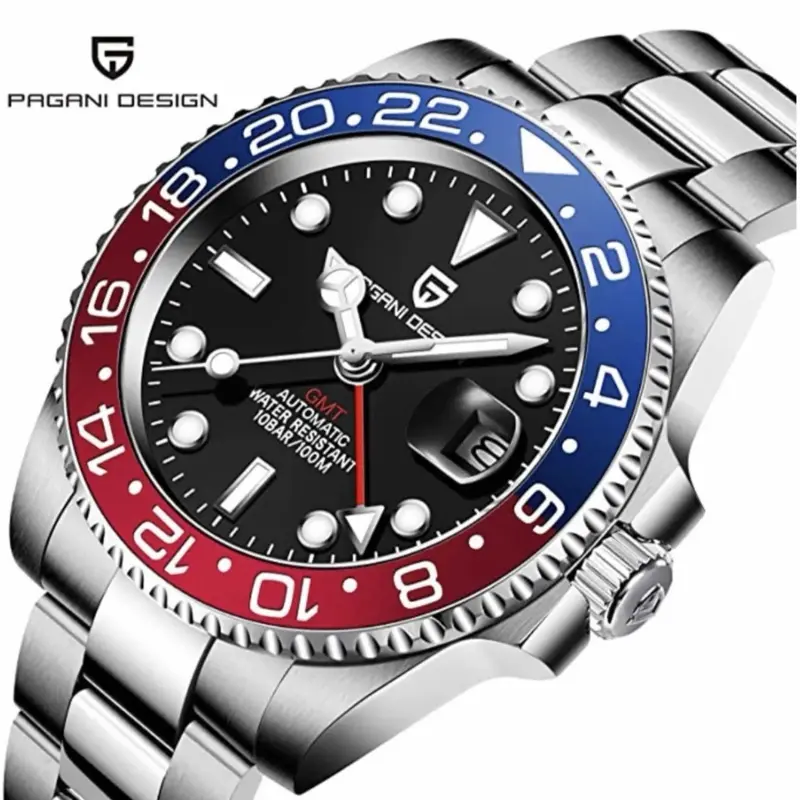 Pagani Design PD-1752 GMT Automatic Men’s Watch | Sapphire Crystal | Stainless Steel | 100M Water Resistant