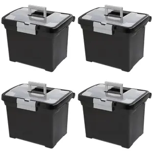 Sterilite Portable Lockable File Box w/ Extra Compartment & Handle