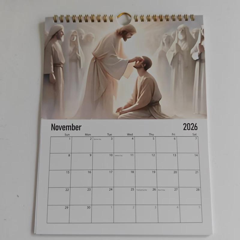 2026 Jesus and Lamb Calendar, Printable Bible Poster Image Calendar, Living Room Decor, Bedroom Modern Decoration