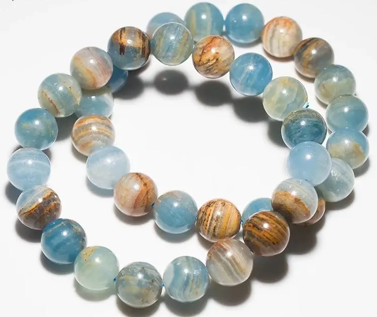 【Calsite】Calsite Bracelet ward of evil Natural Calsite Bracelet Beaded Bracelets for Men Women Boys and Girls Stretch Bracelet