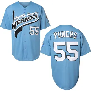 Kenny Powers Baseball Jersey #55 Myrtle Beach Mermen Stitched Men Movie Baseball Jersey Blue Green