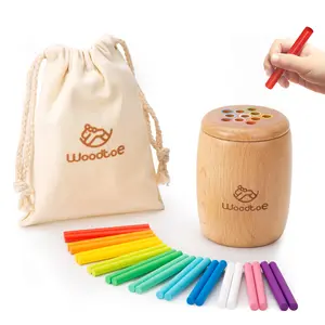 Woodtoe Montessori Color Sorting Toy, 11 Colors Montessori Sticks, Preschool Learning Activities for 1 2 3 Year Old, Sensory Toys for Toddler, Fine Motor Skills 1st Birthday Valentines Day Gifts for Boys and Girls
