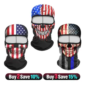 USA Flag Skull Balaclava - Breathable Full Face Mask for Motorcycle, Cycling & Skiing - Tactical Windproof Headwear for Men & Women - Sun Protection Hood