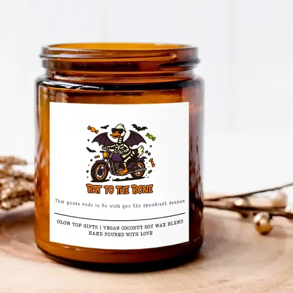 Halloween Goose Candle Gift,  Funny Goose Bestie Gift, Happy Halloween Candle,  Spooky Vibes Fall Candle,  Honk & Haunt Vibes