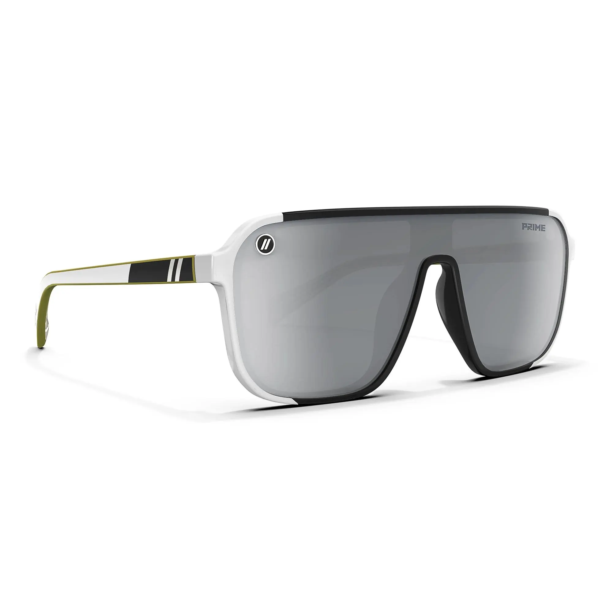 Blenders Eyewear Meister X2 PRIME 21 Color Black Sunglasses Polarized PureBlend Lenses UV400 Protection Scratch-Resistant Bold Black & White Frame with Gold Accents Unisex