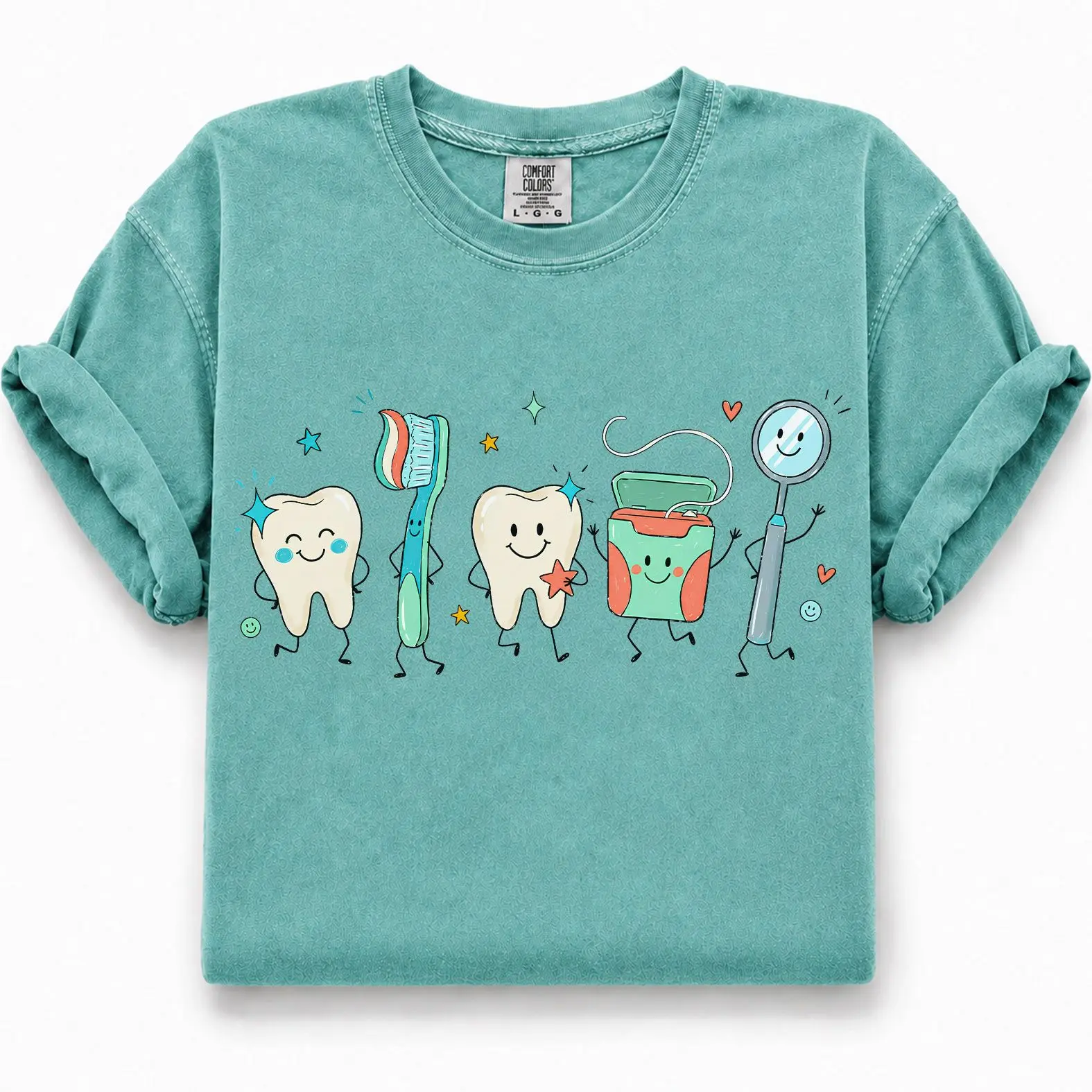 Comfort Colors Dental Professional Shirt, Cute Tooth & Dental Tools Graphic Tee, Dentist & Dental Hygienist Gift