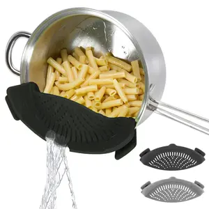 Kitchen filter 2-pack, food grade silicone filter, flexible clip-on filter, cold and high temperature resistant, fast drainage, suitable for filtering liquids in pasta, fruits and other foods