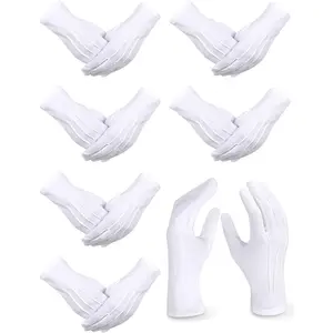 6 Pairs White Gloves Uniform Gloves Parade Costume Gloves for Police Server Funeral Formal Tuxedo Guard