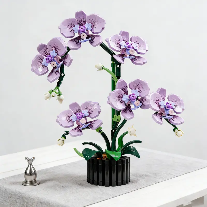Butterfly Orchid Building Blocks DIY Block Set 619PCS Butterfly Orchid Block Bouquet Building Block Flowers Home Decor & Puzzle Toy Potted Plant Ornament Perfect Gift for Valentine's Day & Mother's Day