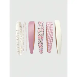 5-Piece Pastel Floral Gingham Headbands Set, Elegant Pearl & Satin Hair Hoops, Sweet Spring Style Hair Accessories for Women Girls, Soft Fashion Decorative Hair Bands, Ideal Gift for Daily Wear, Dating, Party and Holiday Present