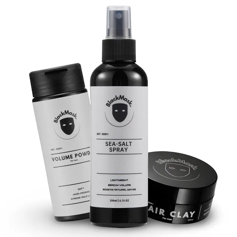 BlackMask The Ultimate Styling Bundle - Sea Salt Spray, Texture Powder, & Hair Clay for Natural Volume & Strong Hold