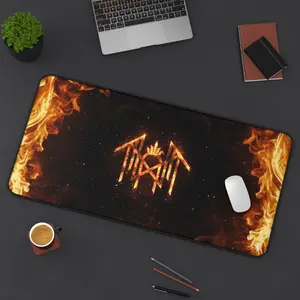 Sleep Token Logo Gaming Mouse Pad – Large, non-slip desk mat for smooth control in FPS/work setups, featuring a beautiful flame design and durable stitching, a great gift for gamers.
