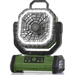 Portable Rechargeable Fan 20000mAh, Camping Fan with LED Light & Remote, USB C Cordless  , 4 Speeds Timer  Hook for Travel Tent Outdoor Essentials - Green