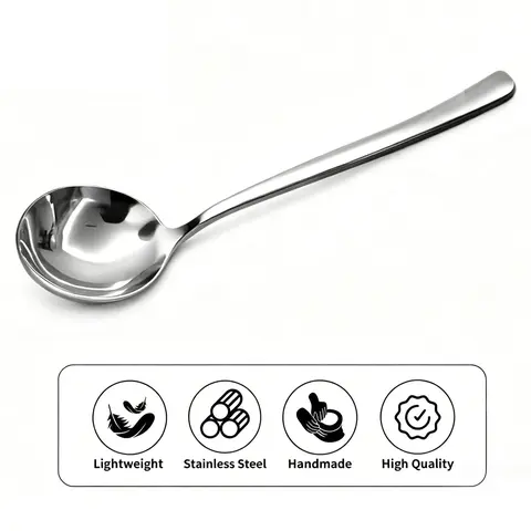 【AREL】Stainless Steel Spadle Set, Soup Spoon & Serving Ladle Hybrid, Durable Kitchen Utensils, Cutlery & Tableware for Cooking and Serving