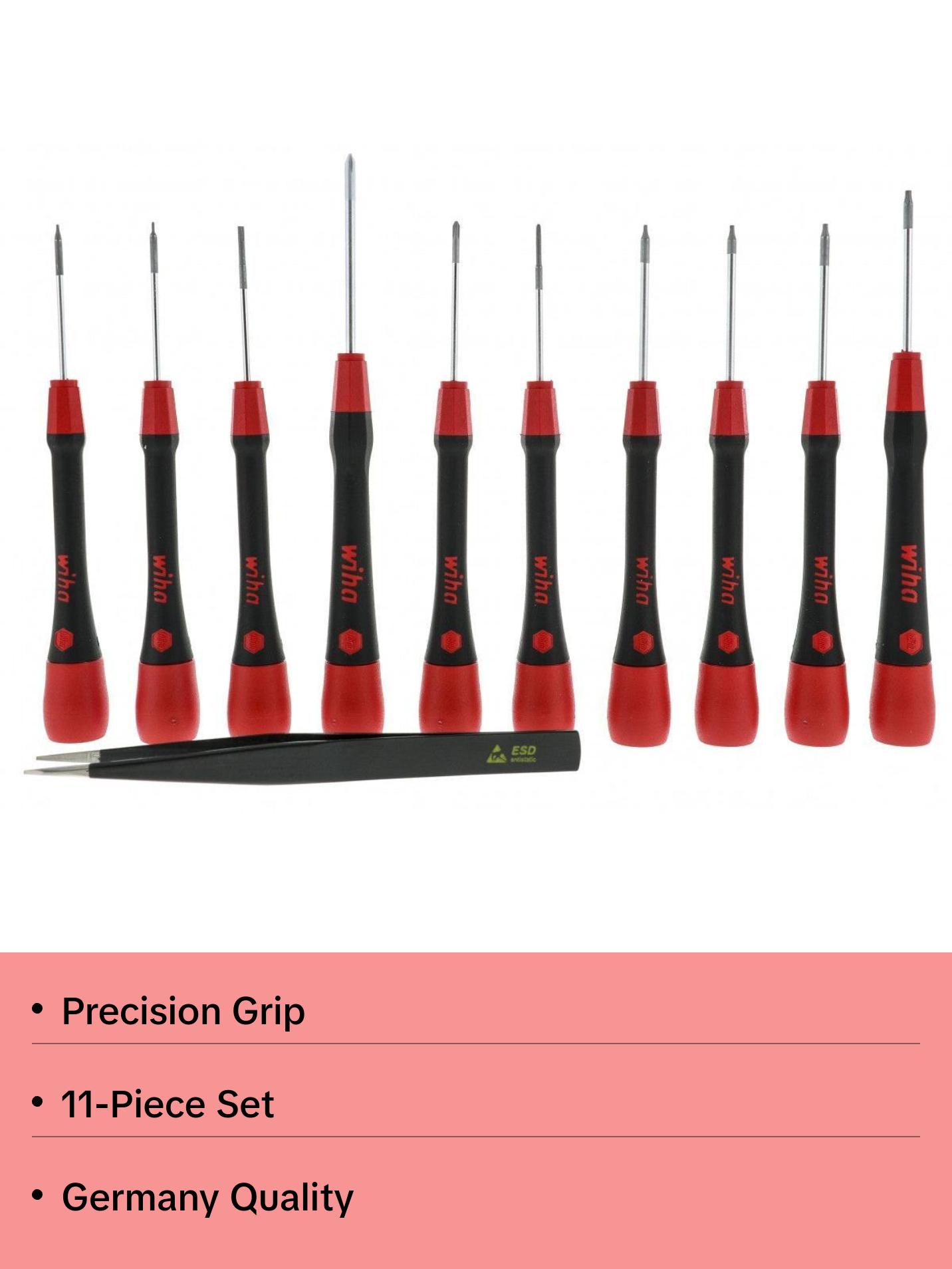 Wiha Tools 26198 PicoFinish Precision Screwdrivers Phone Repair Set, 11 Pc.