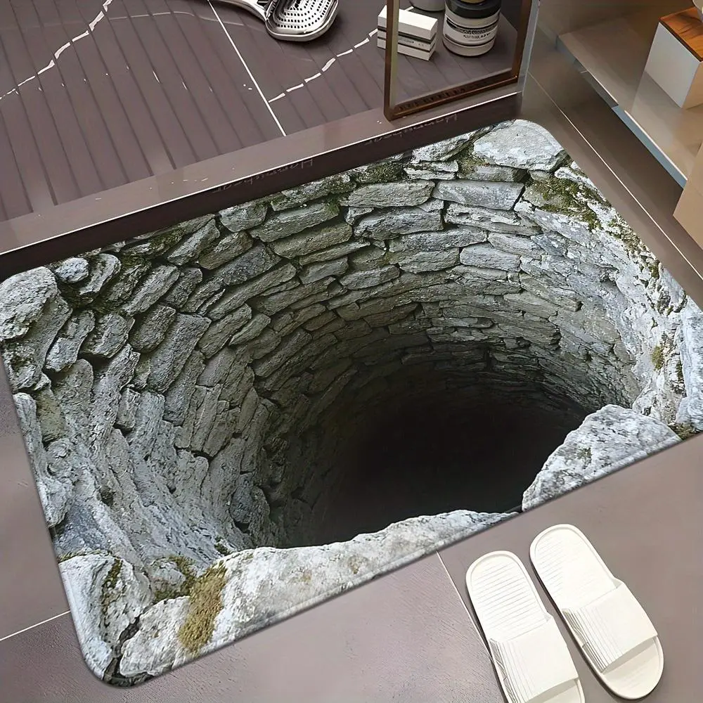 3D Optical Illusion Door Mat Non Slip Microfiber Area Rug Endless Abyss HD Printed Floor Mat Machine Washable Soft Polyester Carpet for Bathroom Bedroom Living Room Entryway Kitchen Camping Picnic Yoga Home Decor