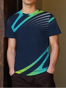 Men's Quick-Dry Sports Short Sleeve T-Shirt, Fashion Colorblock Design, Casual Fitness Wear, Summer Breathable Running Shirt