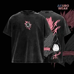Pink Aura Warrior Vintage Washed Oversized T-Shirt – Anime Power Graphic Tee, Soft Cotton Casual Streetwear, Unisex Top, Retro Gym Pump Cover Shirt, Gift for Anime Fans