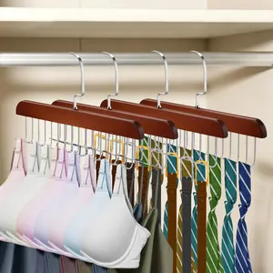 4 PCS Bra Hangers for Closet Organizer, Tank Top Hanger with 32 Hooks 360° Rotatable Tie Rack Belt Holder for Ties, Belts, Scarves