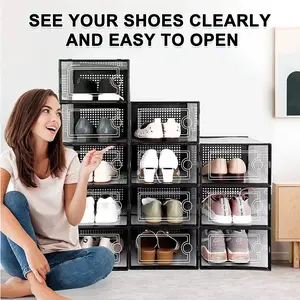 [34 * 26 * 17cm] Large storage shoe box, home storage transparent shoe box thickened plastic shoe cabinet multi-layer storage shoe box shoe rack can be freely combined