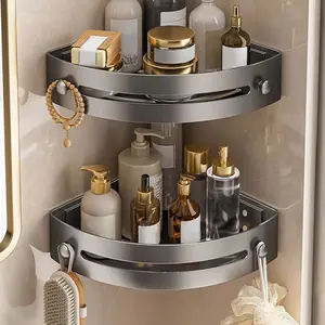 2-Pack Wall-Mounted Triangle Shelf, No Drilling, Large Capacity, Space-Saving, Sector Organizer, Bathroom Kitchen Balcony Sink