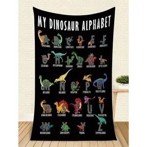 Dinosaur Alphabet Learning Blanket Ultra Soft Premium Fabric Educational Print With Letters Modern Playroom Decor Machine Washable Durable Material Perfect For Daily Use In Living Room Bedroom Spaces warm nap cozy throw sofa decor blanket child