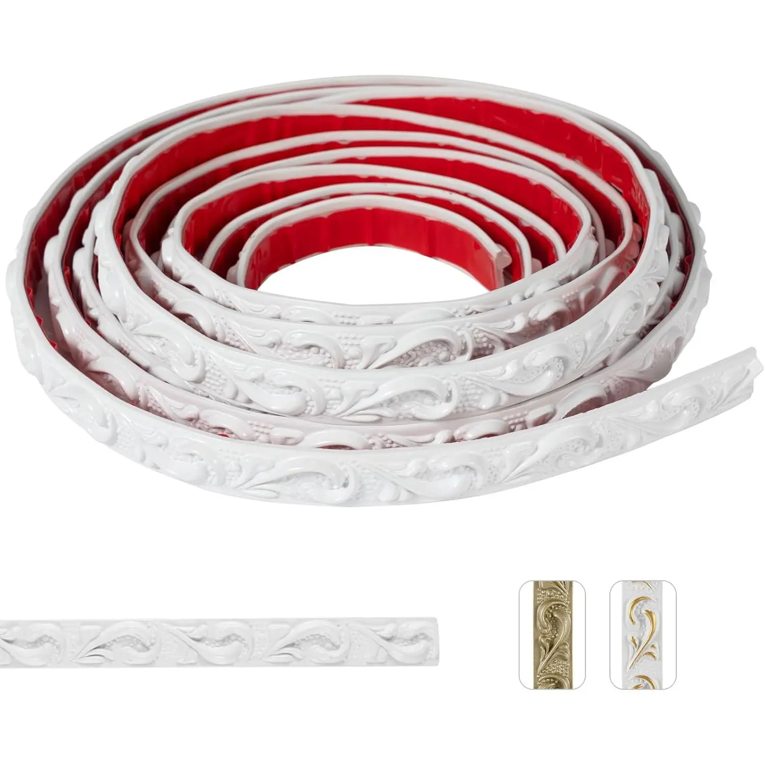 0.8in x16.4FT White Pre-Pasted Self-Adhesive Flexible PVC Crown Moulding Trim - 1 Pack PVC Interior Moulding, Accent Wall Trim, Indoor Furniture & Mirror Frame Decor, Wall Decor