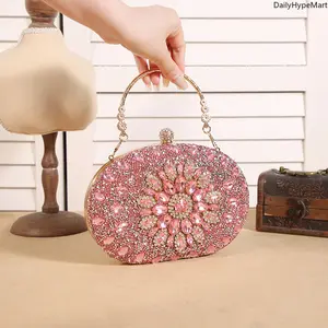Women's Sunflower Rhinestone Evening Clutch, PU Leather Glamorous Floral Print Party Ready Bag, 21x15x4cm Sparkly Design, 3-Way Wear with Crossbody Strap (Hand/Shoulder)